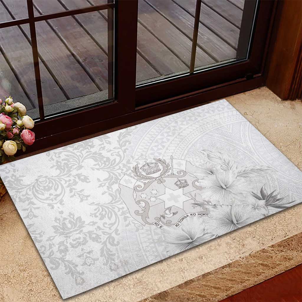 Tonga Faka Sepitema Rubber Doormat Ngatu and Floral Pattern with Blooming Hibiscus LT03 - Polynesian Pride