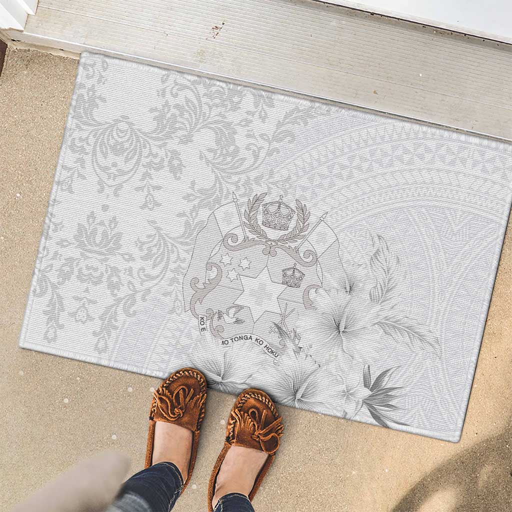 Tonga Faka Sepitema Rubber Doormat Ngatu and Floral Pattern with Blooming Hibiscus LT03 - Polynesian Pride
