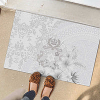 Tonga Faka Sepitema Rubber Doormat Ngatu and Floral Pattern with Blooming Hibiscus LT03 - Polynesian Pride
