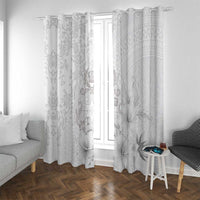 Tonga Faka Sepitema Window Curtain Ngatu and Floral Pattern with Blooming Hibiscus
