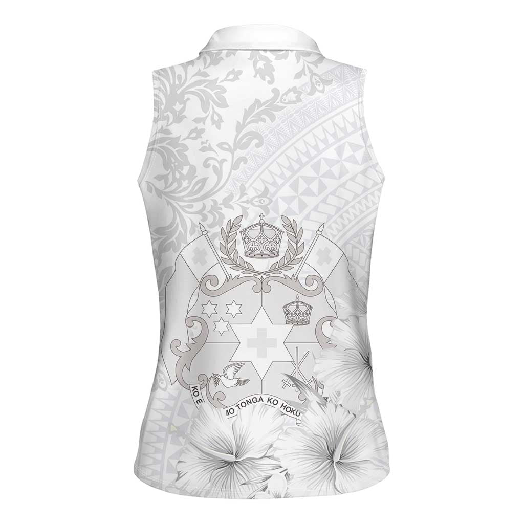 Tonga Faka Sepitema Women Sleeveless Polo Shirt Ngatu and Floral Pattern with Blooming Hibiscus LT03 - Polynesian Pride