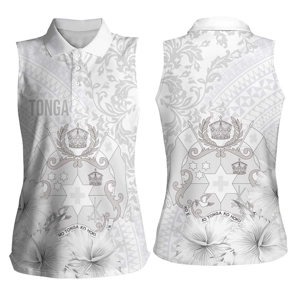 Tonga Faka Sepitema Women Sleeveless Polo Shirt Ngatu and Floral Pattern with Blooming Hibiscus LT03 - Polynesian Pride