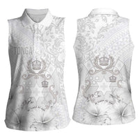 Tonga Faka Sepitema Women Sleeveless Polo Shirt Ngatu and Floral Pattern with Blooming Hibiscus LT03 - Polynesian Pride