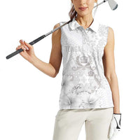 Tonga Faka Sepitema Women Sleeveless Polo Shirt Ngatu and Floral Pattern with Blooming Hibiscus LT03 - Polynesian Pride