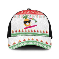 Hawaiian Mele Kalikimaka Baseball Net Cap Funny Pineapple Surfing with Map Christmas Stripe Elements LT03 One Size Black Multicolor - Polynesian Pride