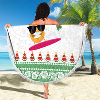 Hawaiian Mele Kalikimaka Beach Blanket Funny Pineapple Surfing with Map Christmas Stripe Elements LT03 - Polynesian Pride
