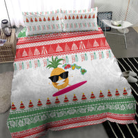 Hawaiian Mele Kalikimaka Bedding Set Funny Pineapple Surfing with Map Christmas Stripe Elements LT03 - Polynesian Pride