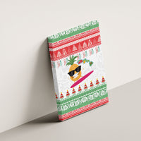 Hawaiian Mele Kalikimaka Canvas Wall Art Funny Pineapple Surfing with Map Christmas Stripe Elements LT03 - Polynesian Pride