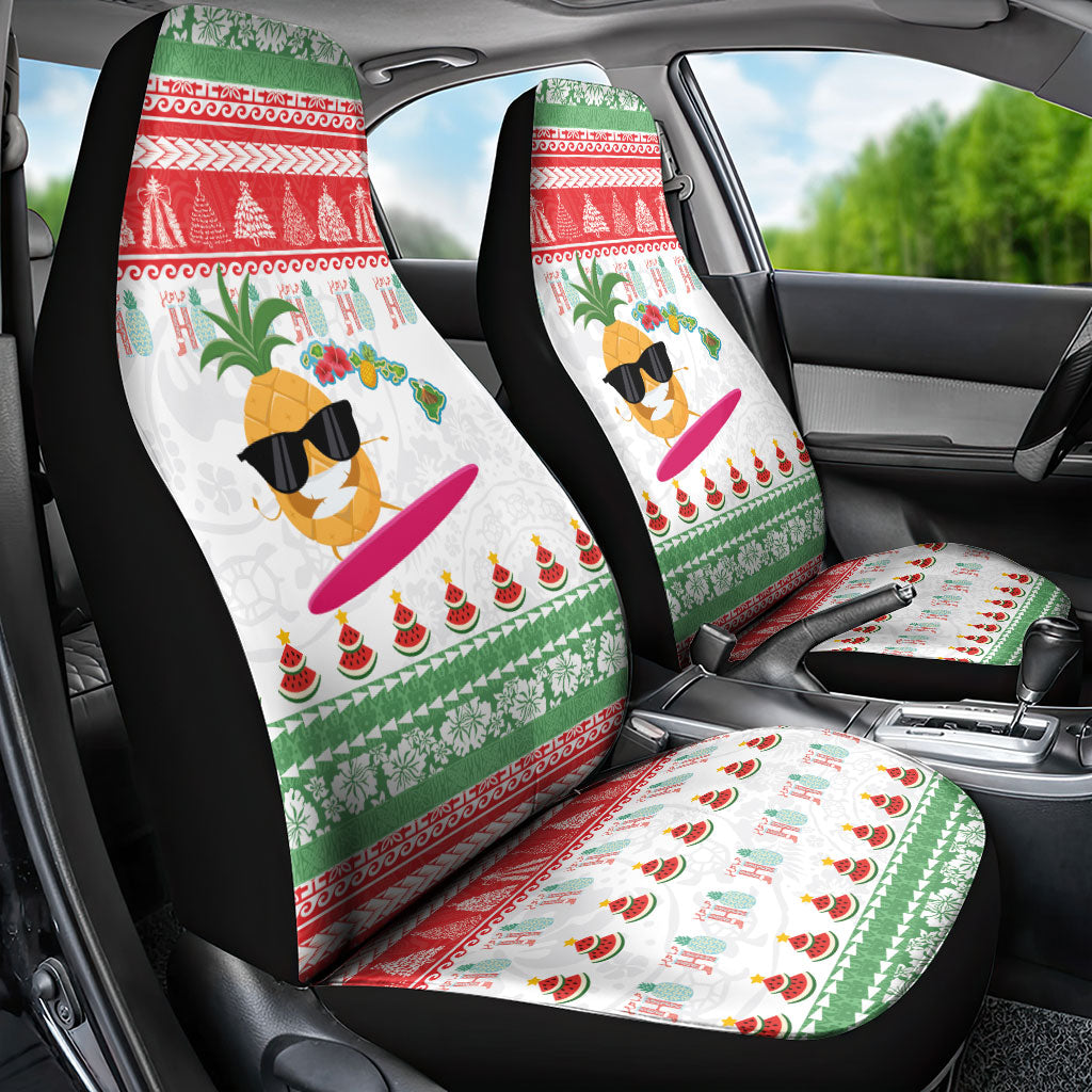 Hawaiian Mele Kalikimaka Car Seat Cover Funny Pineapple Surfing with Map Christmas Stripe Elements LT03 - Polynesian Pride