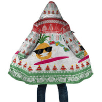 Hawaiian Mele Kalikimaka Cloak Funny Pineapple Surfing with Map Christmas Stripe Elements LT03 Unisex Multicolor - Polynesian Pride