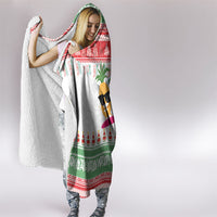 Hawaiian Mele Kalikimaka Hooded Blanket Funny Pineapple Surfing with Map Christmas Stripe Elements LT03 - Polynesian Pride