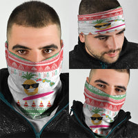 Hawaiian Mele Kalikimaka Neck Gaiter Funny Pineapple Surfing with Map Christmas Stripe Elements LT03 - Polynesian Pride