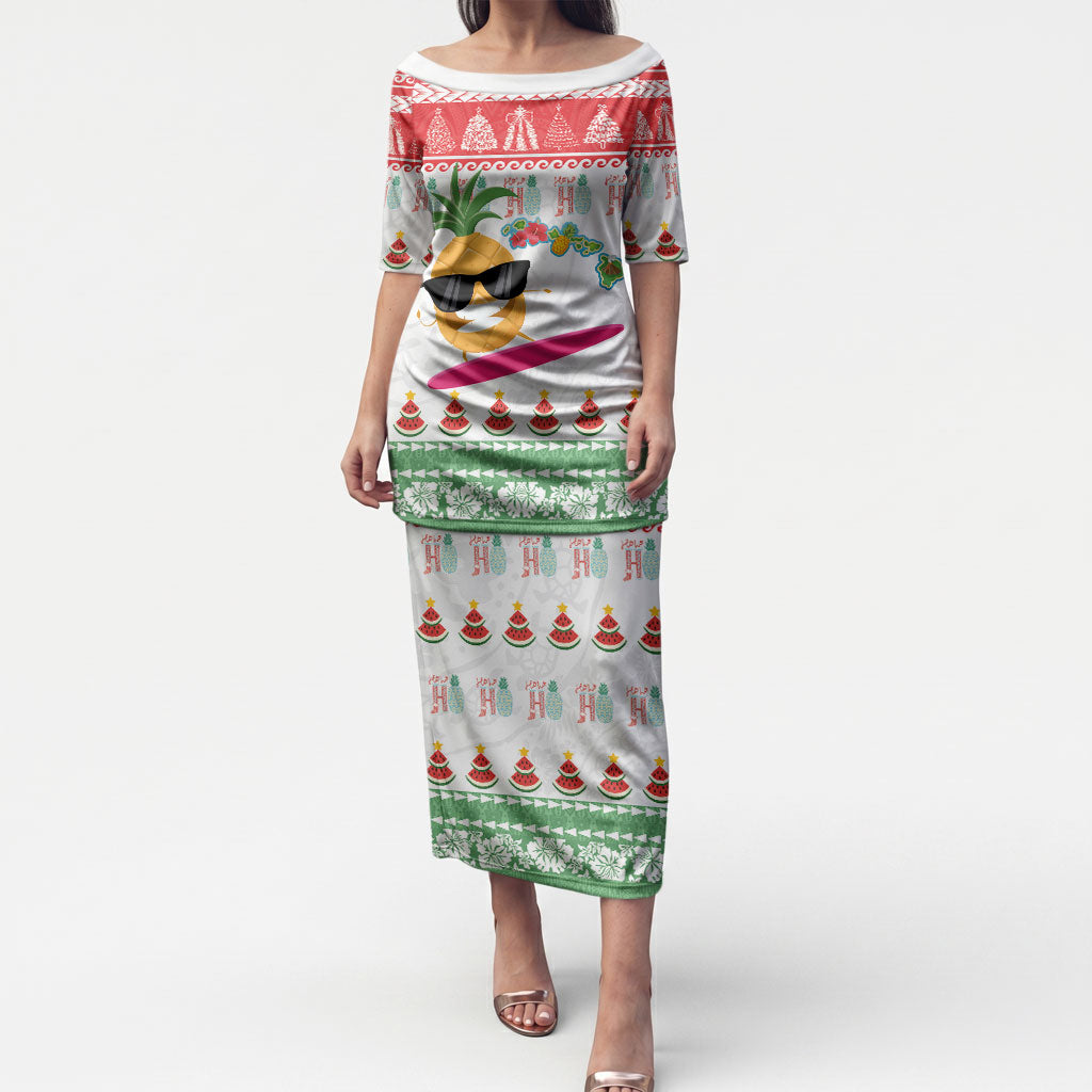 Hawaiian Mele Kalikimaka Puletasi Funny Pineapple Surfing with Map Christmas Stripe Elements LT03 Long Dress Multicolor - Polynesian Pride