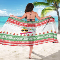 Hawaiian Mele Kalikimaka Sarong Funny Pineapple Surfing with Map Christmas Stripe Elements LT03 - Polynesian Pride