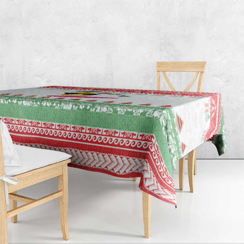 Hawaiian Mele Kalikimaka Tablecloth Funny Pineapple Surfing with Map Christmas Stripe Elements LT03 - Polynesian Pride