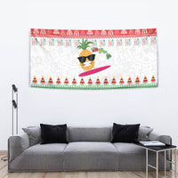 Hawaiian Mele Kalikimaka Tapestry Funny Pineapple Surfing with Map Christmas Stripe Elements LT03 - Polynesian Pride