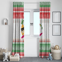 Hawaiian Mele Kalikimaka Window Curtain Funny Pineapple Surfing with Map Christmas Stripe Elements LT03 - Polynesian Pride