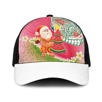 Hawaiian Watermelon Mele Kalikimaka Baseball Net Cap Tropical Tribal Pattern with Funny Santa Claus LT03 One Size Black Multicolor - Polynesian Pride