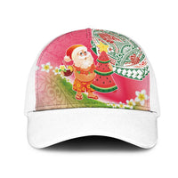 Hawaiian Watermelon Mele Kalikimaka Mesh Trucker Cap Tropical Tribal Pattern with Funny Santa Claus LT03 One Size White Multicolor - Polynesian Pride