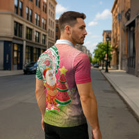 Hawaiian Watermelon Mele Kalikimaka Zipper Polo Shirt Tropical Tribal Pattern with Funny Santa Claus LT03 - Polynesian Pride