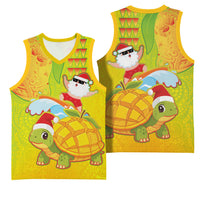 Hawaiian Mango Mele Kalikimaka Basketball Jersey Santa Claus Surfing with Turtle Mango Christmas LT03 - Polynesian Pride