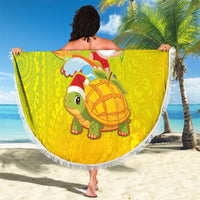 Hawaiian Mango Mele Kalikimaka Beach Blanket Santa Claus Surfing with Turtle Mango Christmas LT03 - Polynesian Pride