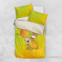 Hawaiian Mango Mele Kalikimaka Bedding Set Santa Claus Surfing with Turtle Mango Christmas LT03 US Twin 172cm x 218cm Multicolor - Polynesian Pride