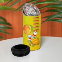 Hawaiian Mango Mele Kalikimaka 4 in 1 Can Cooler Tumbler Santa Claus Surfing with Turtle Mango Christmas LT03 - Polynesian Pride