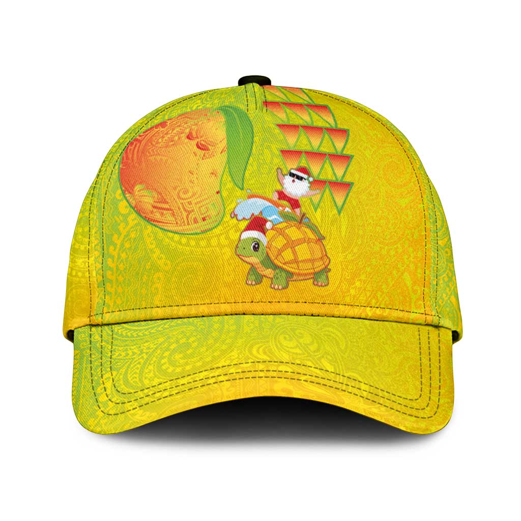 Hawaiian Mango Mele Kalikimaka Classic Cap Santa Claus Surfing with Mango Christmas Turtle LT03 Universal Fit Multicolor - Polynesian Pride