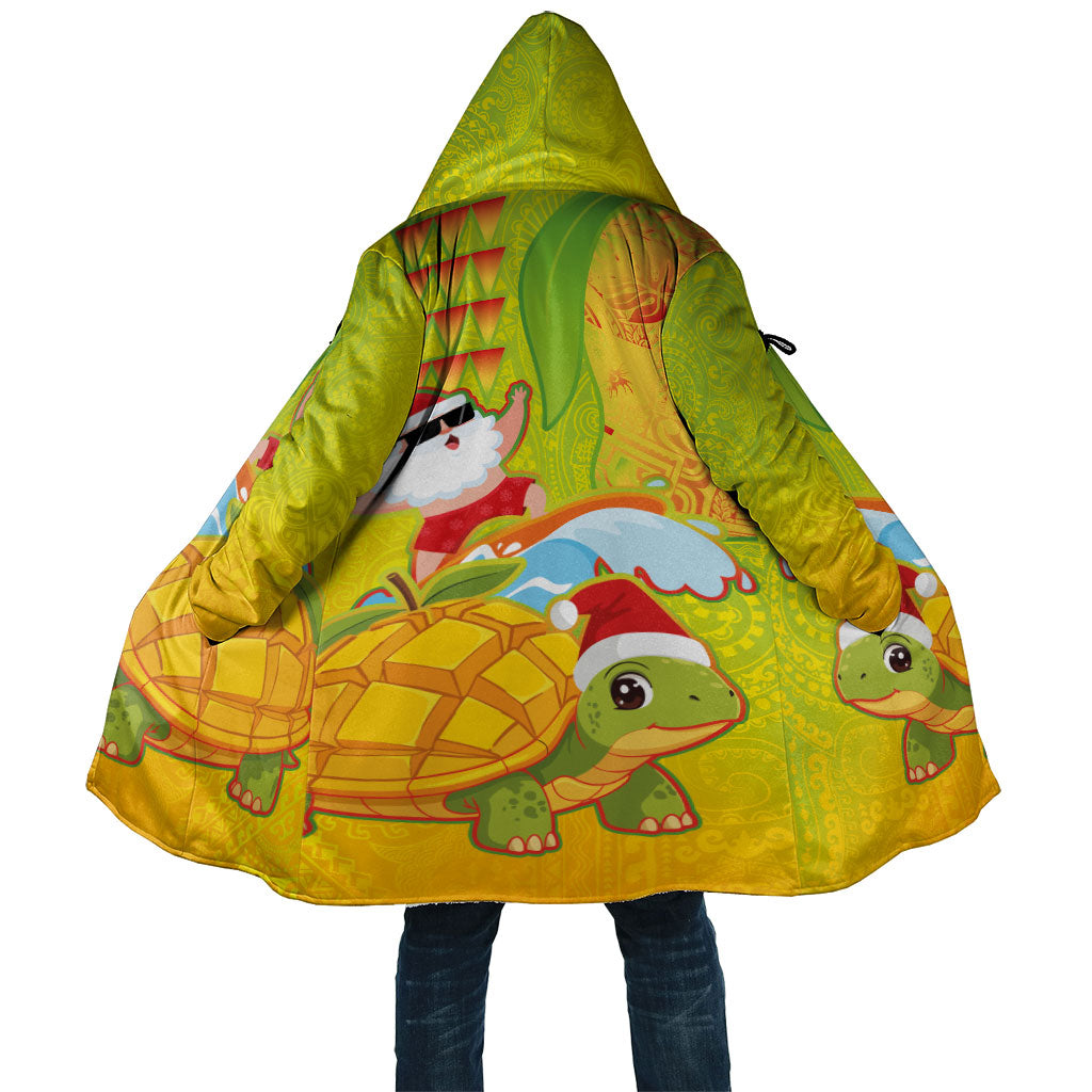 Hawaiian Mango Mele Kalikimaka Cloak Santa Claus Surfing with Turtle Mango Christmas LT03 Unisex Multicolor - Polynesian Pride