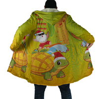 Hawaiian Mango Mele Kalikimaka Cloak Santa Claus Surfing with Turtle Mango Christmas LT03 - Polynesian Pride