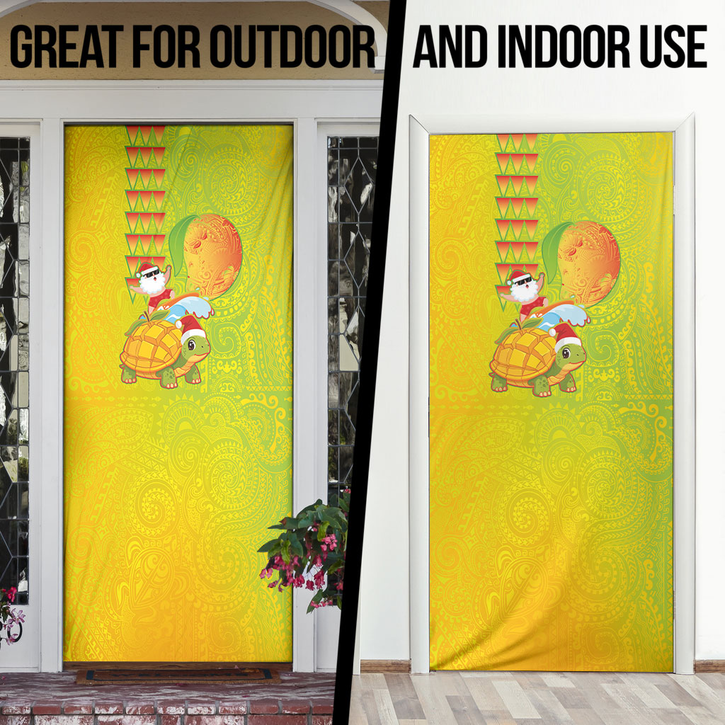 Hawaiian Mango Mele Kalikimaka Door Cover Santa Claus Surfing with Turtle Mango Christmas LT03 - Polynesian Pride