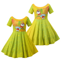 Hawaiian Mango Mele Kalikimaka Family Matching Short Sleeve Bodycon Dress and Hawaiian Shirt Santa Claus Surfing with Turtle Mango Christmas LT03 Daughter's Dress Multicolor - Polynesian Pride