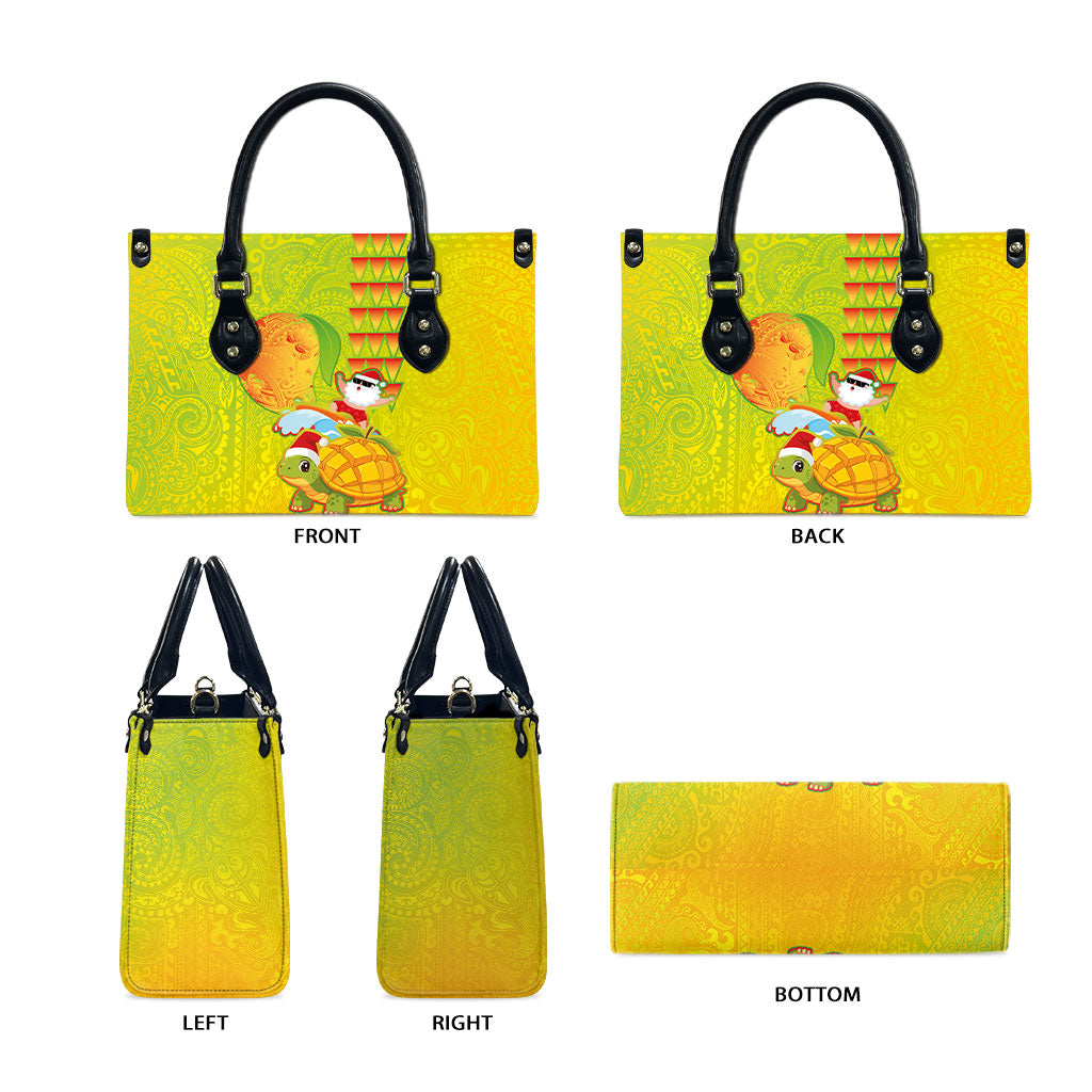 Hawaiian Mango Mele Kalikimaka Leather Bag Santa Claus Surfing with Turtle Mango Christmas LT03 - Polynesian Pride