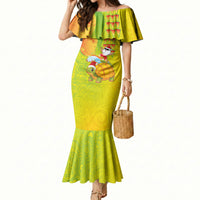 Hawaiian Mango Mele Kalikimaka Mermaid Dress Santa Claus Surfing with Turtle Mango Christmas LT03 Women Multicolor - Polynesian Pride