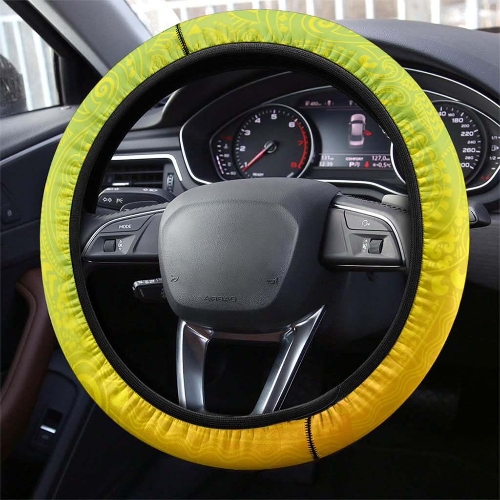 Hawaiian Mango Mele Kalikimaka Steering Wheel Cover Santa Claus Surfing with Turtle Mango Christmas LT03 - Polynesian Pride
