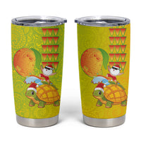 Hawaiian Mango Mele Kalikimaka Tumbler Cup Santa Claus Surfing with Turtle Mango Christmas LT03 Multicolor - Polynesian Pride