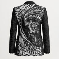Hawaiian Turtle and Shark Blazer Kakau Tribal with Polynesian Pattern Black Color LT03 - Polynesian Pride