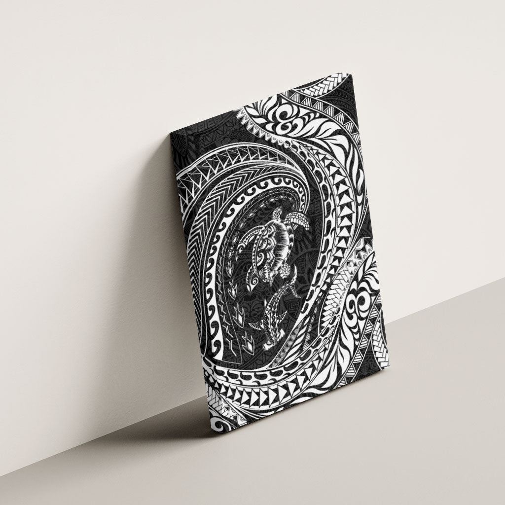Hawaiian Turtle and Shark Canvas Wall Art Kakau Tribal with Polynesian Pattern Black Color LT03 - Polynesian Pride