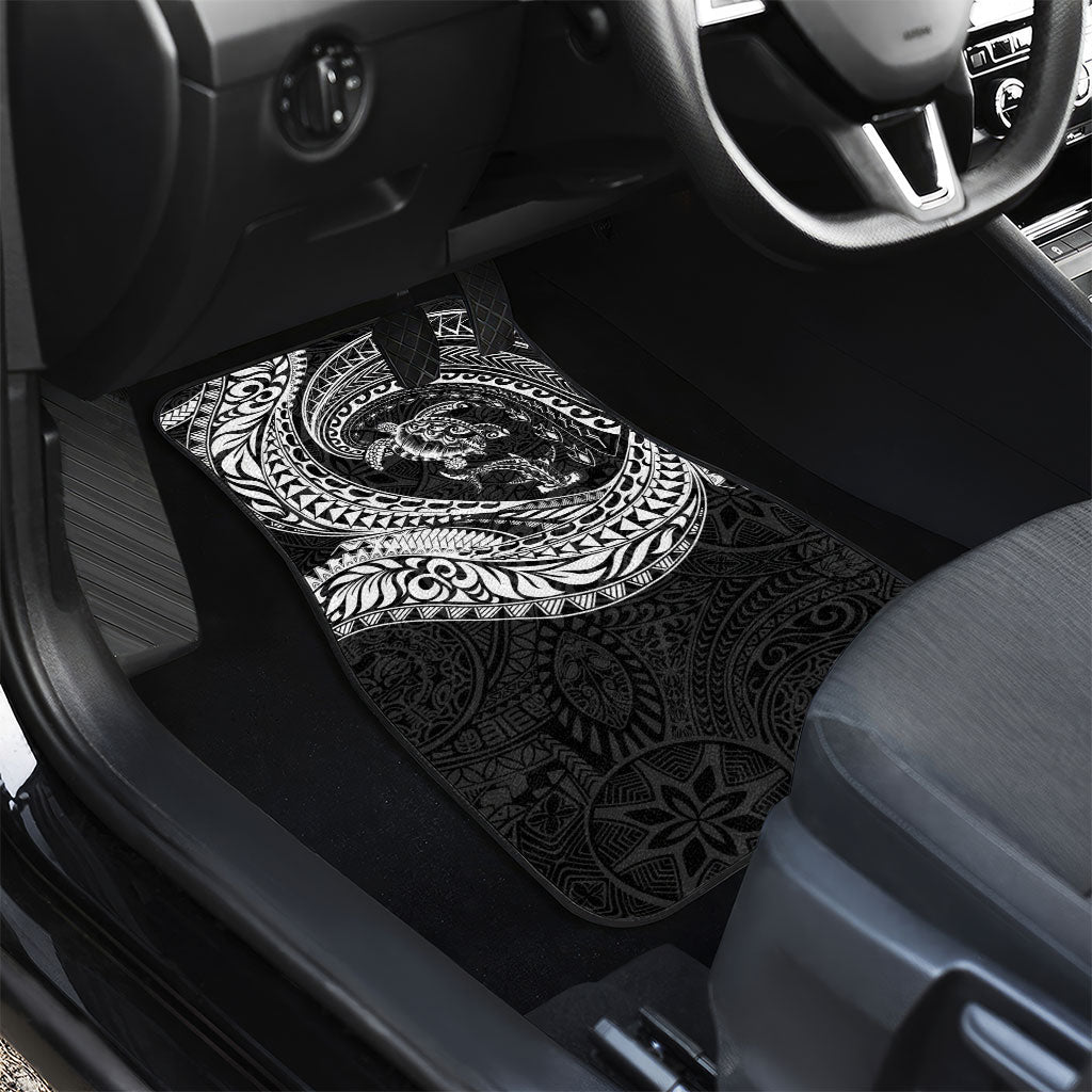 Hawaiian Turtle and Shark Car Mats Kakau Tribal with Polynesian Pattern Black Color LT03 - Polynesian Pride