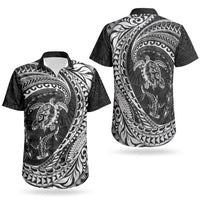 Hawaiian Turtle and Shark Couples Matching Summer Maxi Dress and Hawaiian Shirt Kakau Tribal with Polynesian Pattern Black Color LT03 - Polynesian Pride