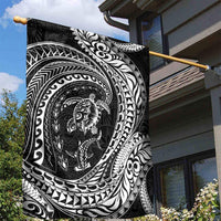 Hawaiian Turtle and Shark Garden Flag Kakau Tribal with Polynesian Pattern Black Color LT03 - Polynesian Pride