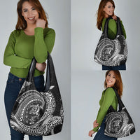 Hawaiian Turtle and Shark Grocery Bag Kakau Tribal with Polynesian Pattern Black Color LT03 - Polynesian Pride