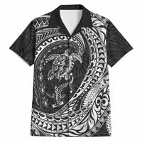 Hawaiian Turtle and Shark Hawaiian Shirt Kakau Tribal with Polynesian Pattern Black Color LT03 Black - Polynesian Pride