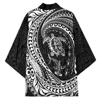Hawaiian Turtle and Shark Kimono Kakau Tribal with Polynesian Pattern Black Color LT03 - Polynesian Pride