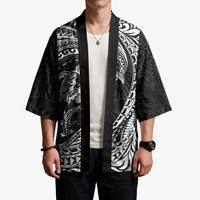 Hawaiian Turtle and Shark Kimono Kakau Tribal with Polynesian Pattern Black Color LT03 - Polynesian Pride