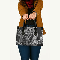 Hawaiian Turtle and Shark Leather Bag Kakau Tribal with Polynesian Pattern Black Color LT03 - Polynesian Pride