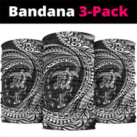 Hawaiian Turtle and Shark Neck Gaiter Kakau Tribal with Polynesian Pattern Black Color LT03 package One Size: 25*50cm Black - Polynesian Pride