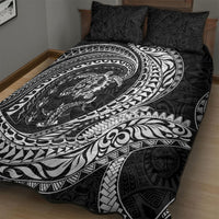 Hawaiian Turtle and Shark Quilt Bed Set Kakau Tribal with Polynesian Pattern Black Color LT03 - Polynesian Pride