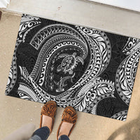 Hawaiian Turtle and Shark Rubber Doormat Kakau Tribal with Polynesian Pattern Black Color LT03 - Polynesian Pride